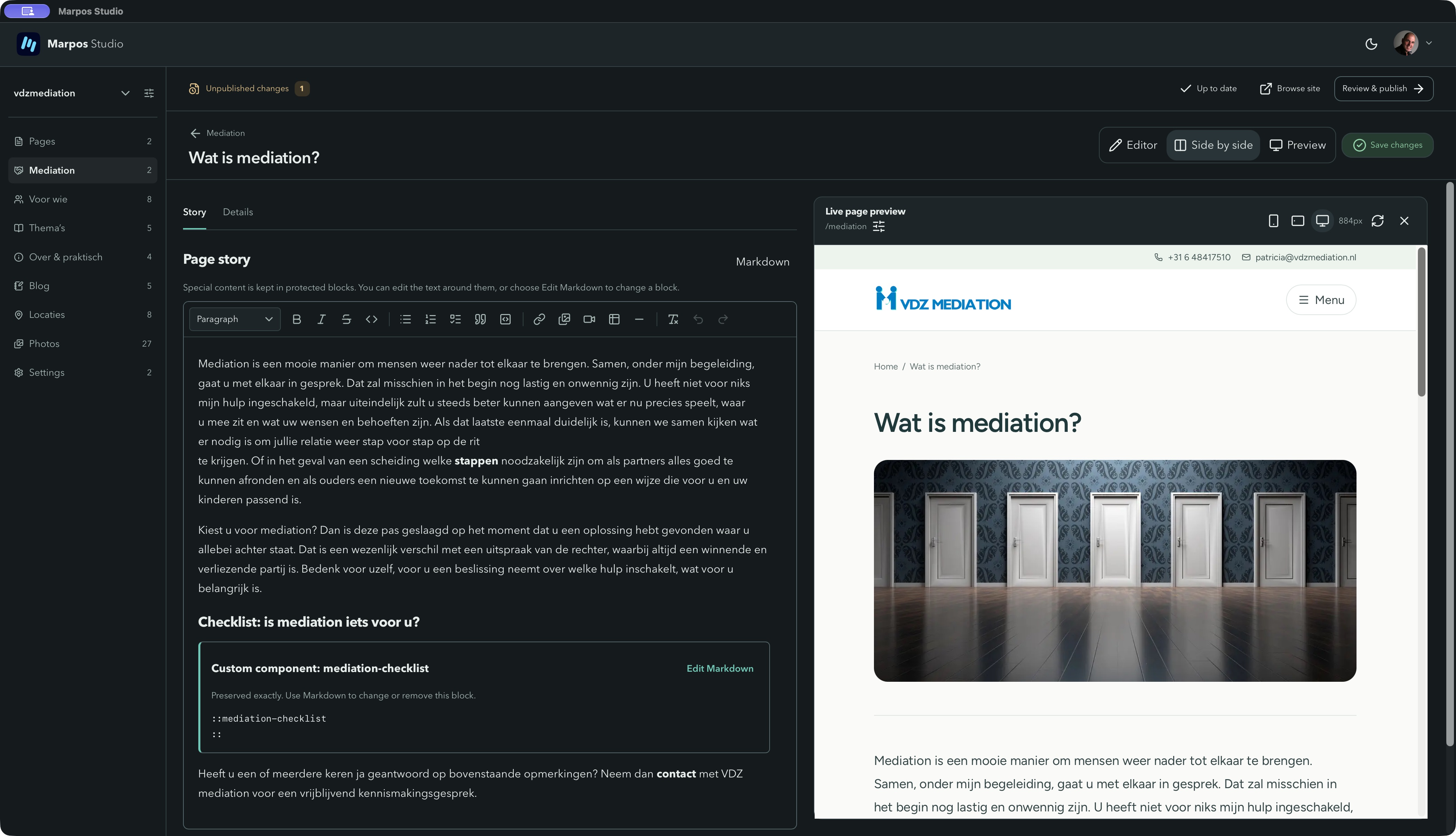 VDZ Mediation — Tekstbewerking & paginapreview